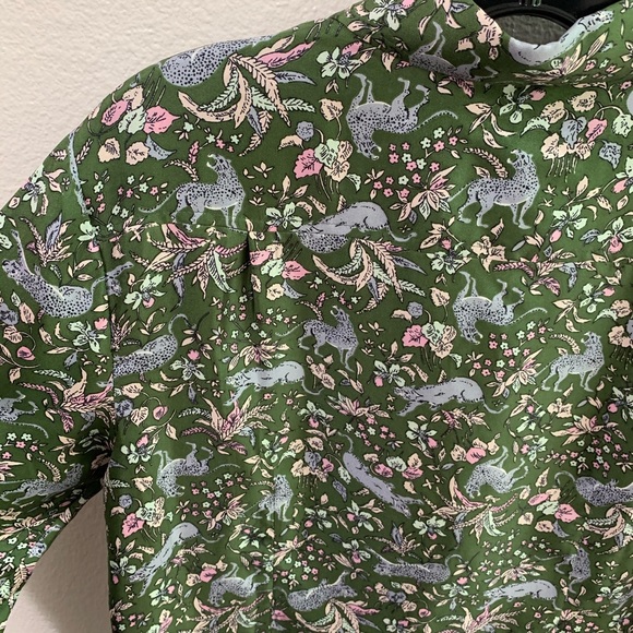 SOLD J.CREW COLLECTION Silk Shirt Jungle Cat Print - Picture 8 of 9